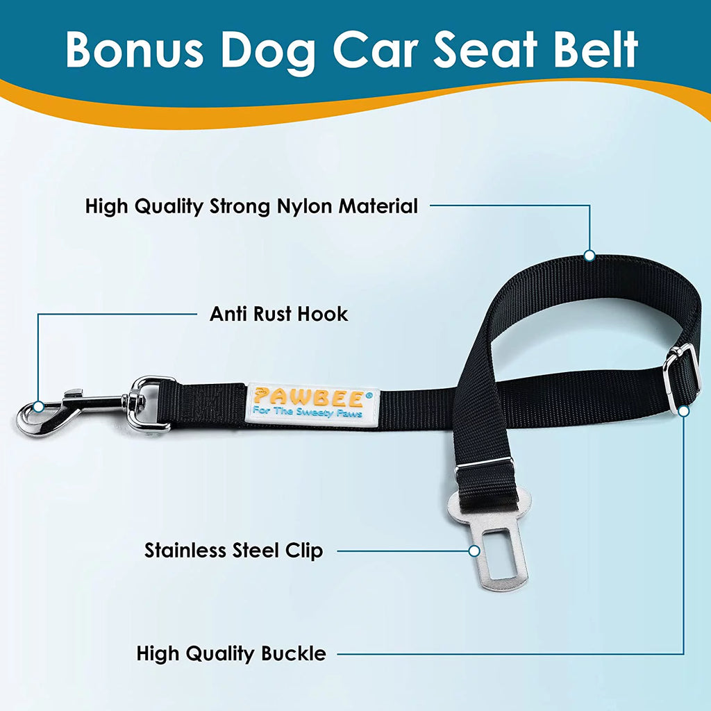 Dog Car Seat Cover, Waterproof & Nonslip Back Seat Hammock with Mesh Window & Seat Belt